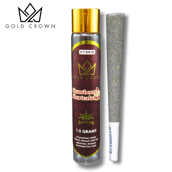 Gold Crown Jesters – Strawberry Infused Pre-Roll (Hybrid)